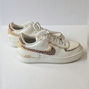 Nike Women's White and Tan Leopard Sneakers